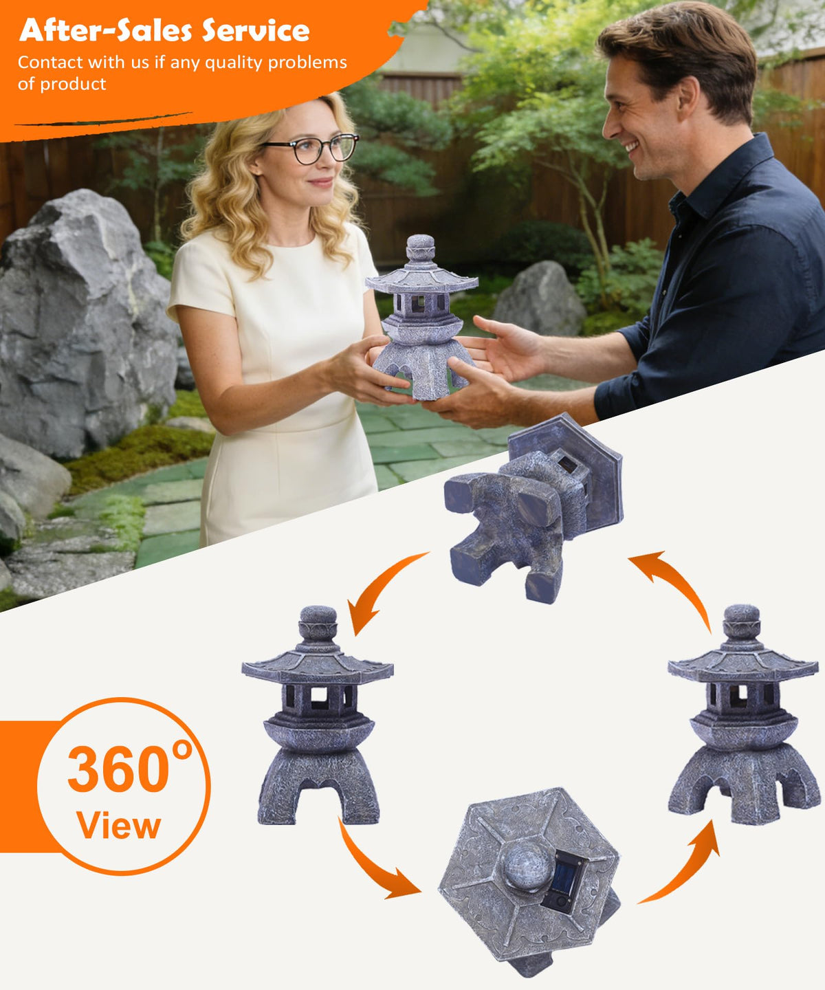 Solar Pagoda Lantern Garden Statue (Gray)
