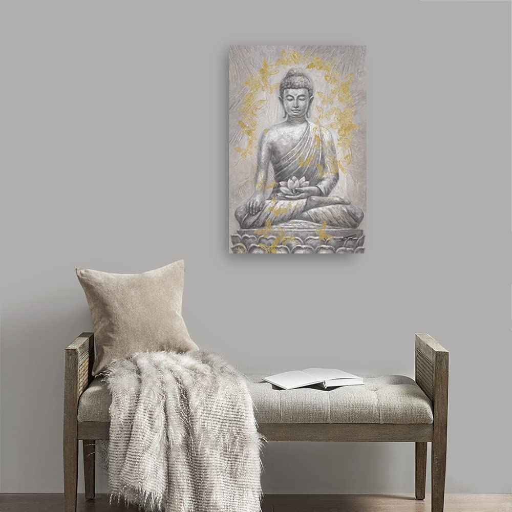Buddha Canvas Wall Art Gold (24"L x 16"W / Brown Mandala Buddha)