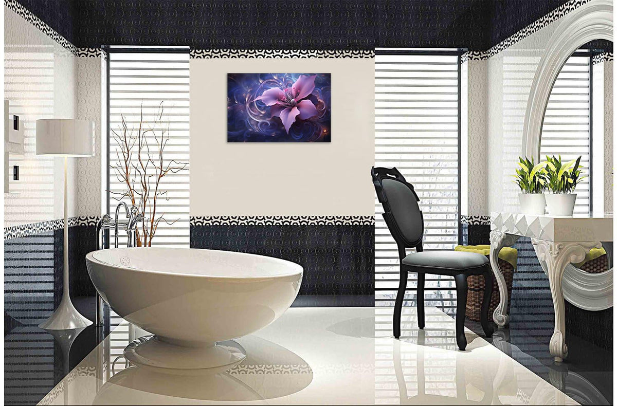 1 Panel Purple Picture Wall Art Purple Canvas Wall Art Abstract Purple Flower Print on Canvas Purple Flower Painting for Bedroom Home Decor Living Room Stretched and Framed 12x18 inch (18"L x 12"W / Purple Flower 2)