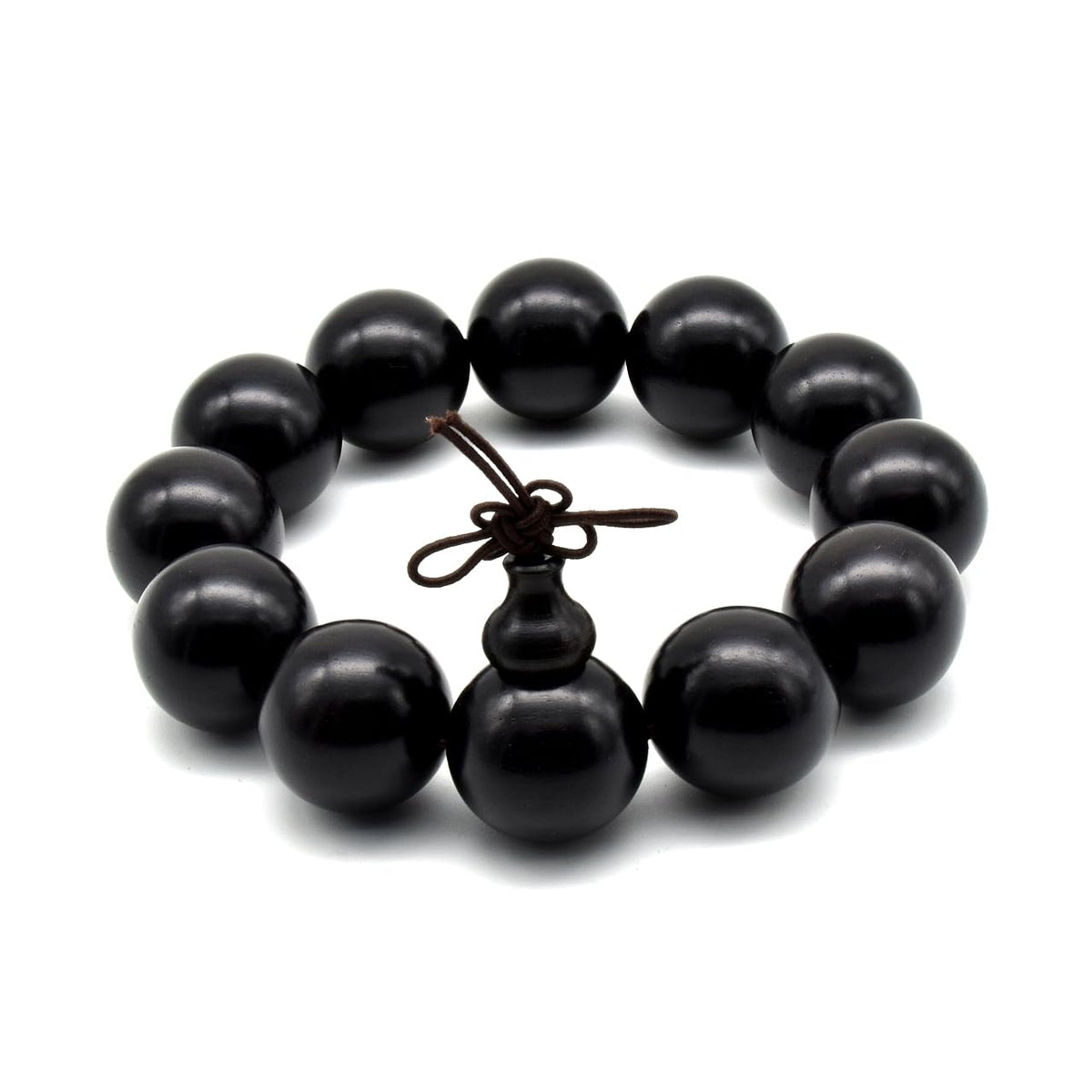Unisex Natural Ebony Wood Buddhist Prayer Bead Necklace Bracelet Tibetan Prayer Mala Beaded Black (20mm 12beads)