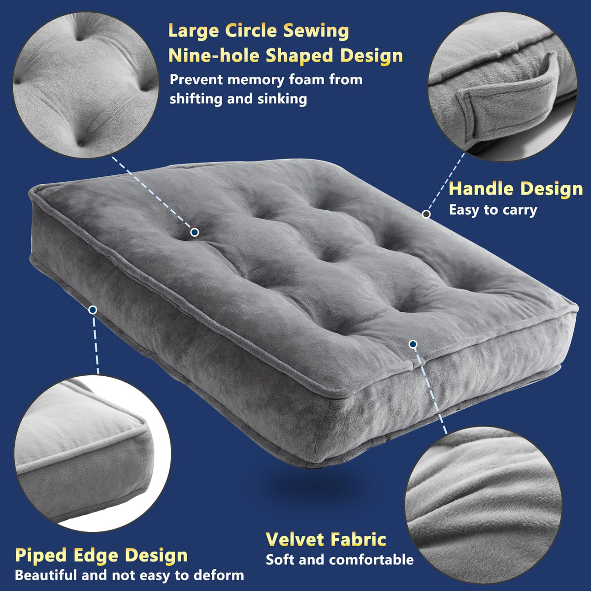 Floor Pillow Set of 2 (Grey / 22x22 Inch(Pack of 2))