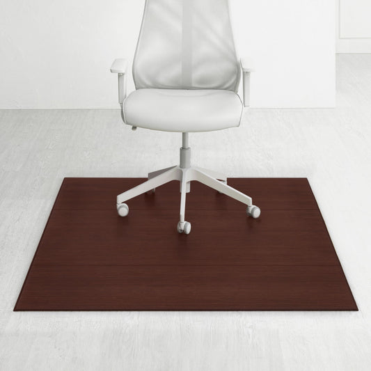 60" x 47" Bamboo Office Chair Mat for Carpet & Hardwood Floor (Dark Cherry / 60" x 47" / Without Lip)