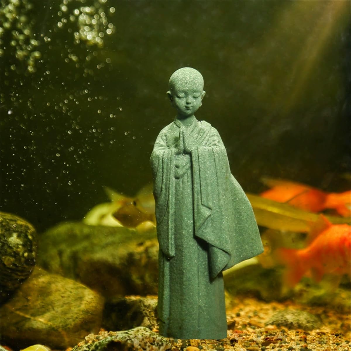 Praying Monk Figurine Standing Monk Statue Zen Meditating Sculpture (Large)