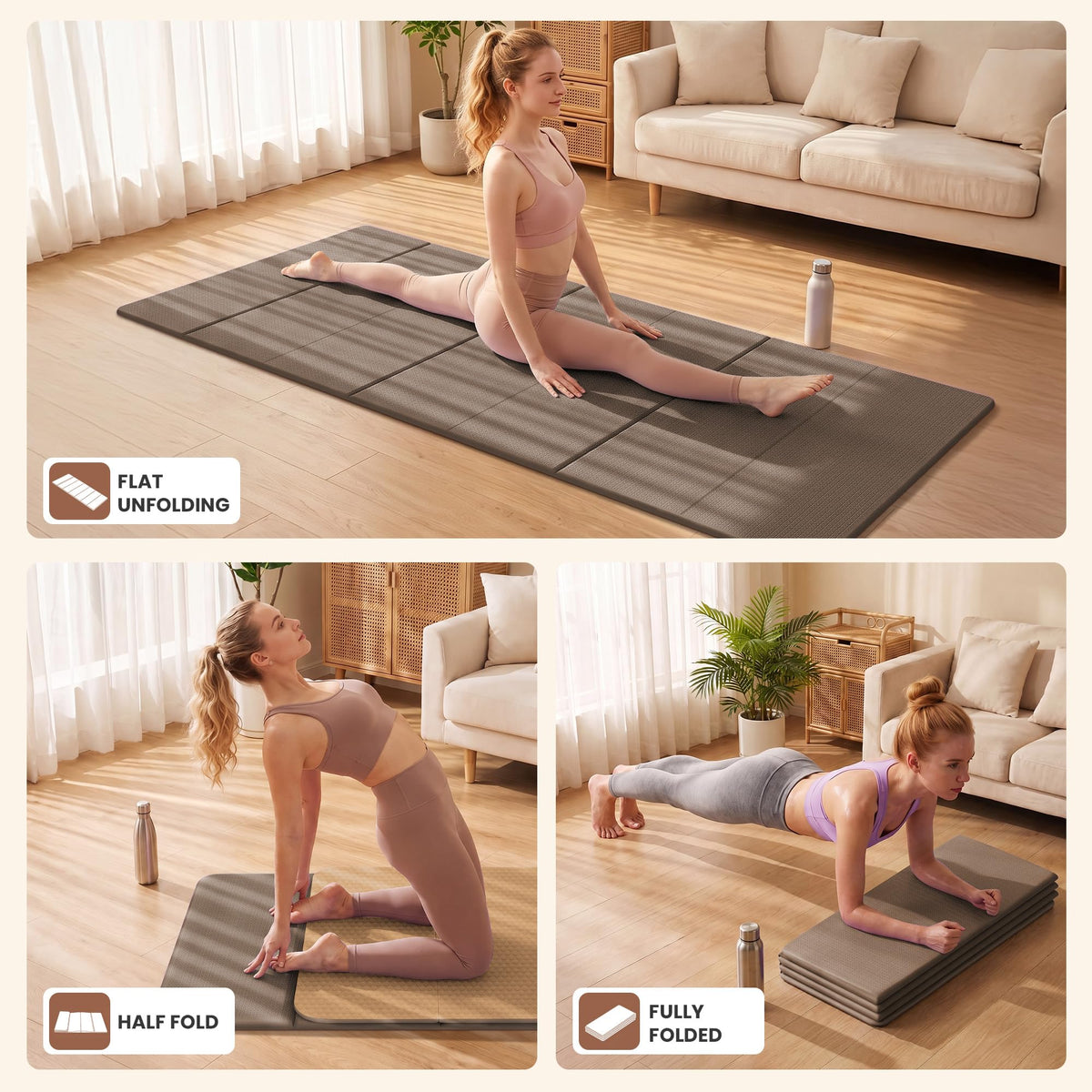 Foldable Yoga Mat (Brown)