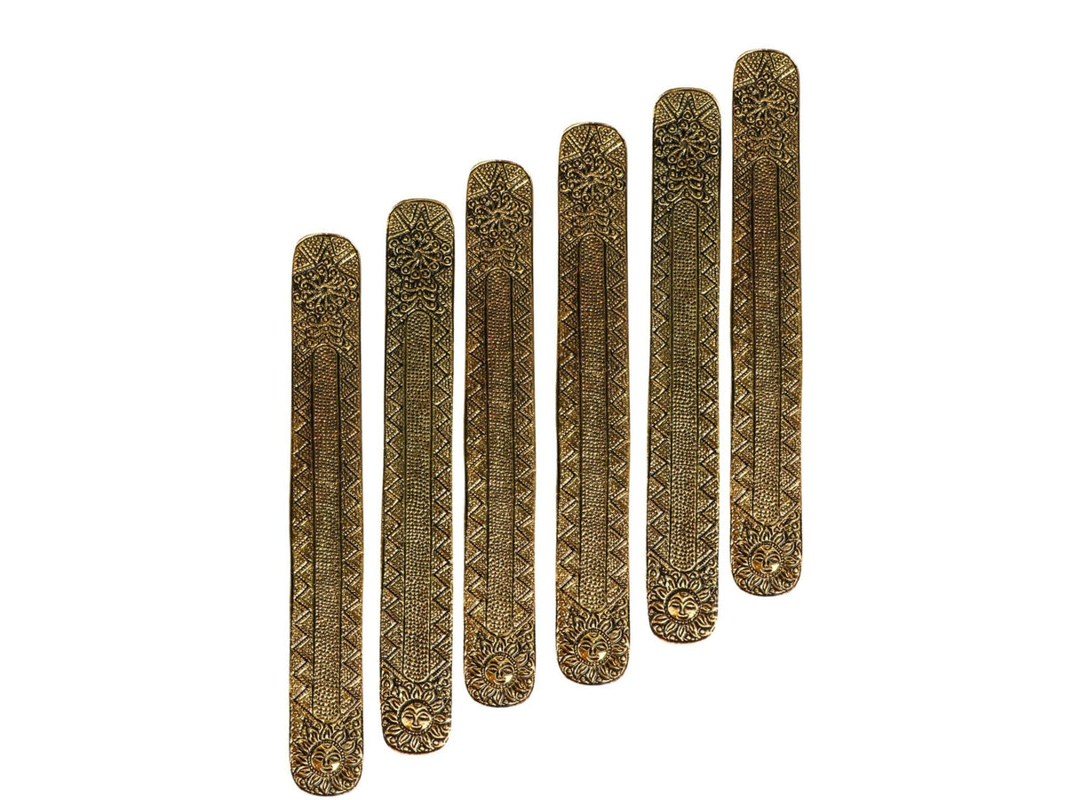 Antique Gold Aluminium Incense Holders. Set of 6 Each 9.5 (Gold / 6 counts)