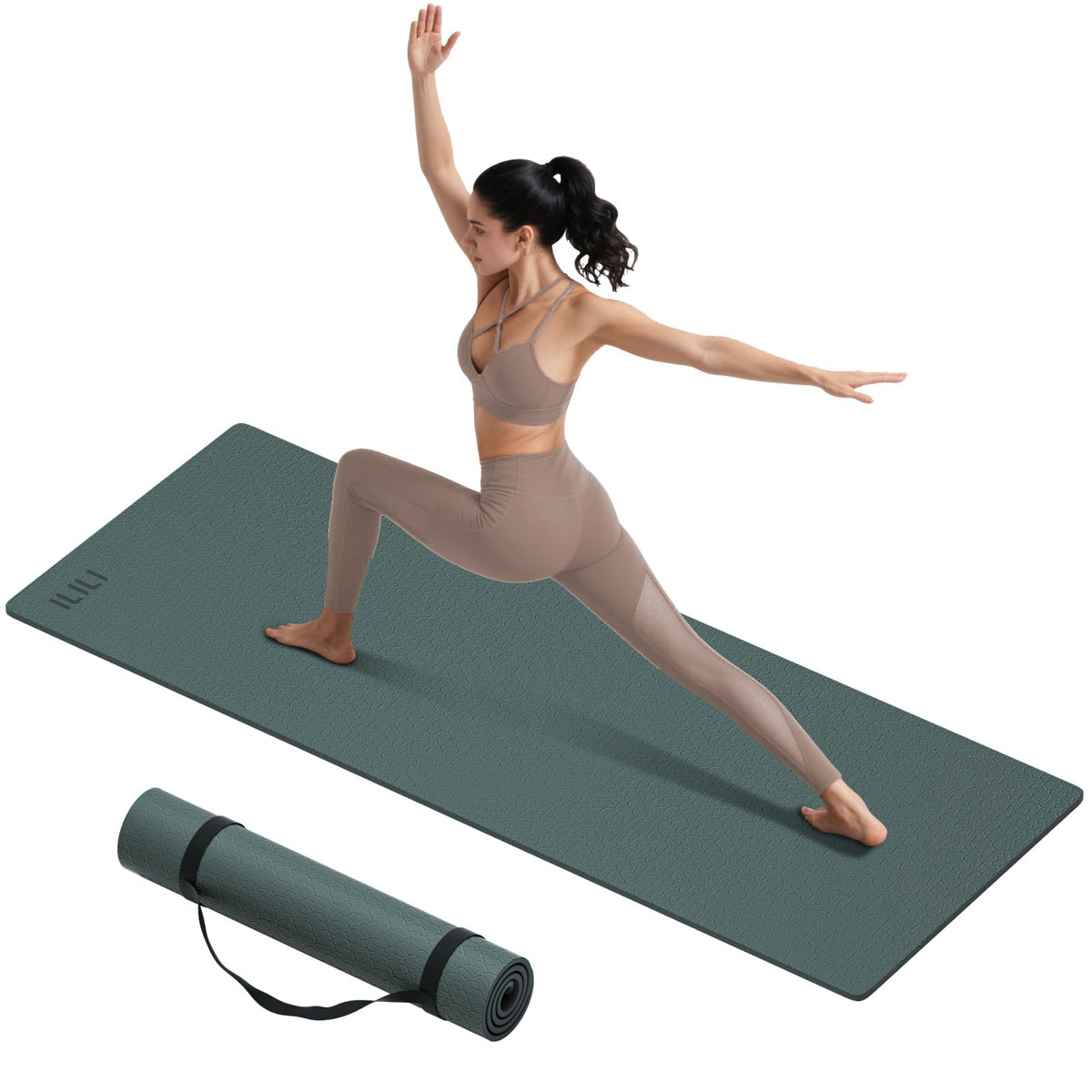 Yoga Mat 10mm Extra Thick and Extra Long (Dark Green+Dark Grey)