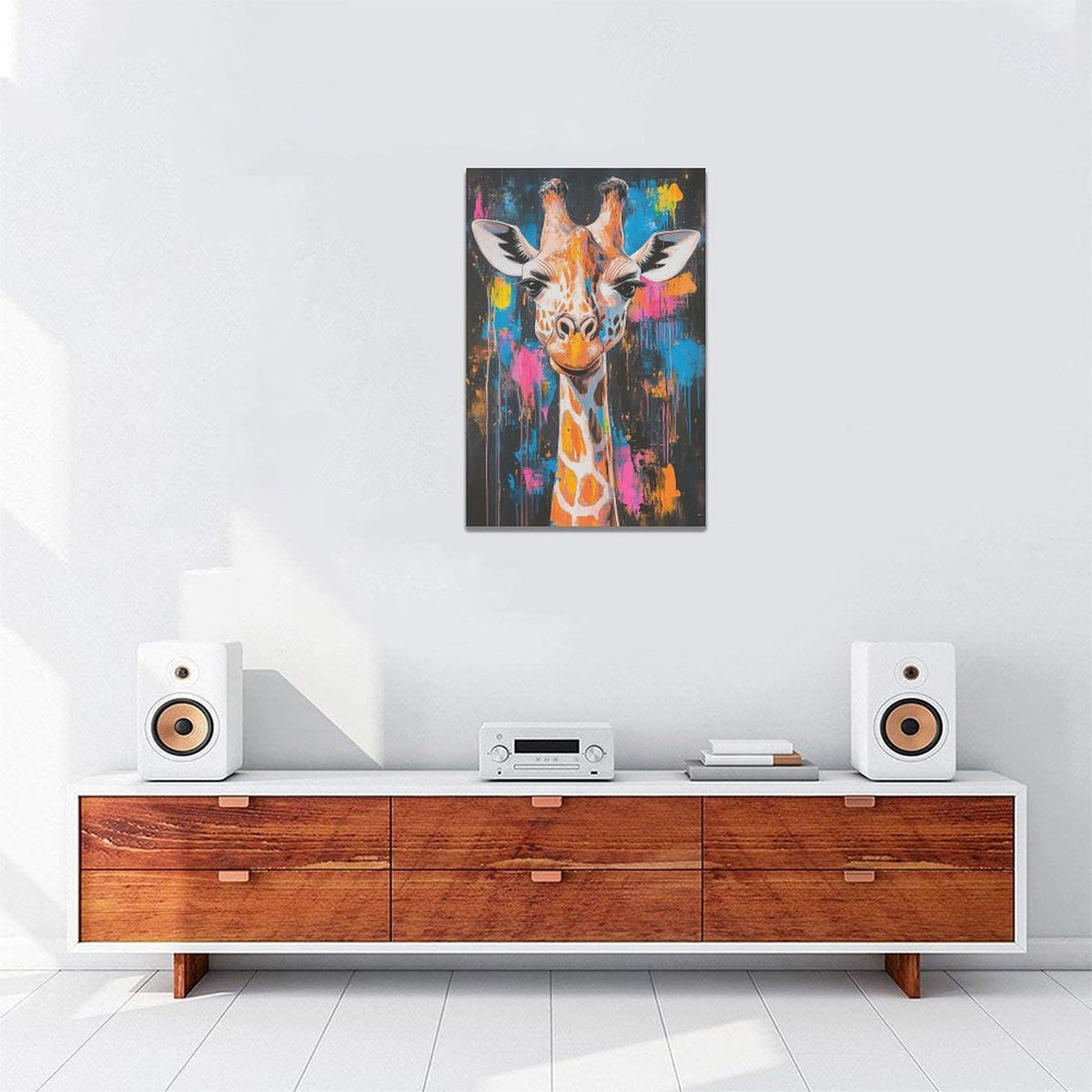 Giraffe Wall Art Colorful Giraffe Pictures Giraffes Canvas Wall Decor Street Painting Pop Home Modern Artwork Decorations Framed for Living Room Bedroom Bathroom Office 16 x 24 inch (16" x 24" / Giraffe)