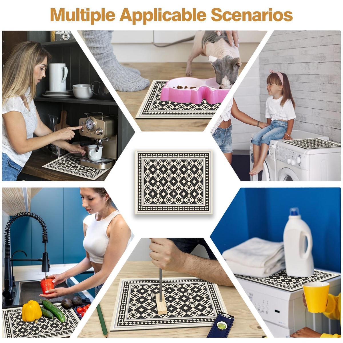 Dryer Top Protector Mat (black white check)