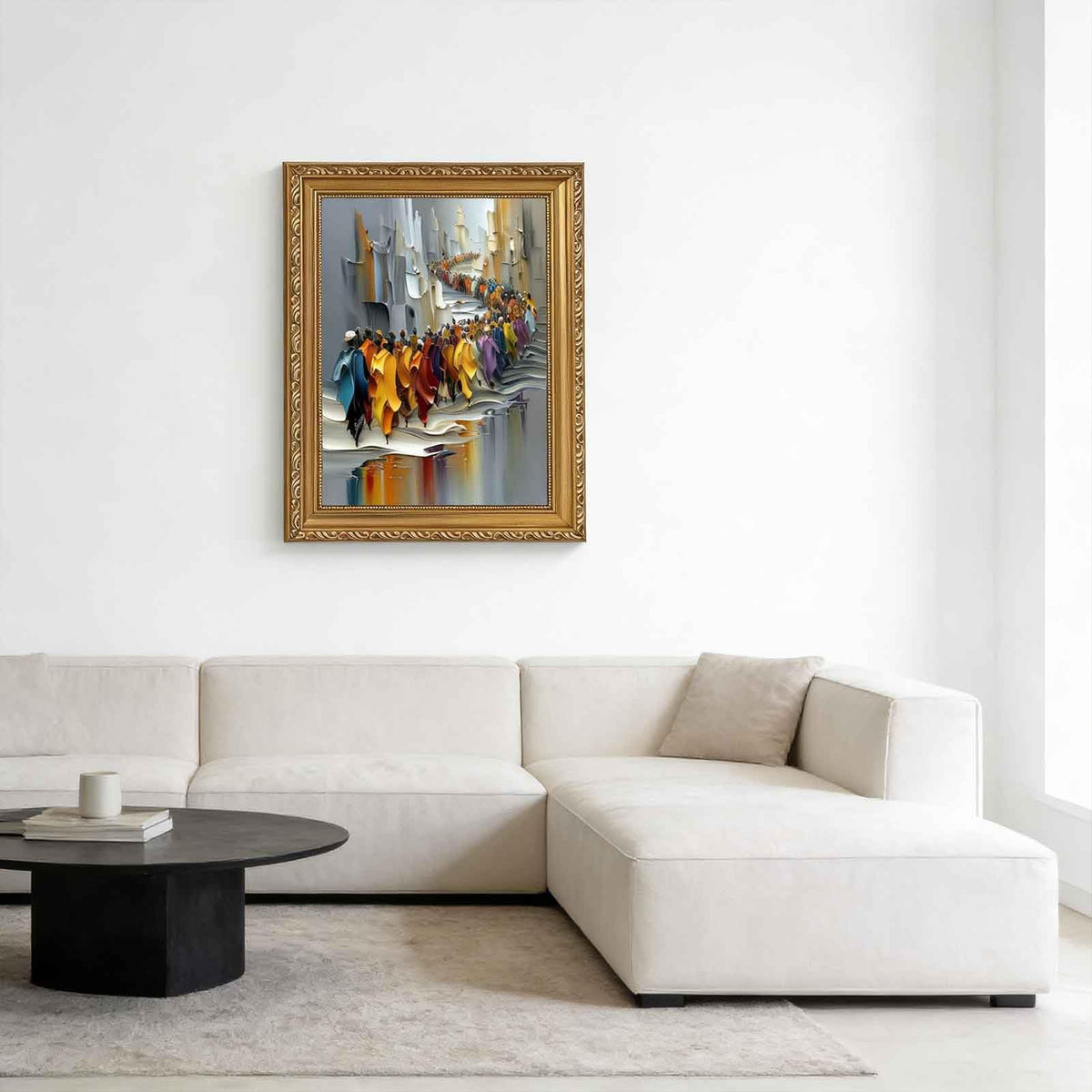 African Black Great Migration Canvas Wall Art Framed Abstract Dynamic Crowd Decor Picture Modern Religious Faith Bedroom Living Poster Prints for Dining Study Office Corridor Room Resort Home Decoration (religion / 11"L x 9"W)