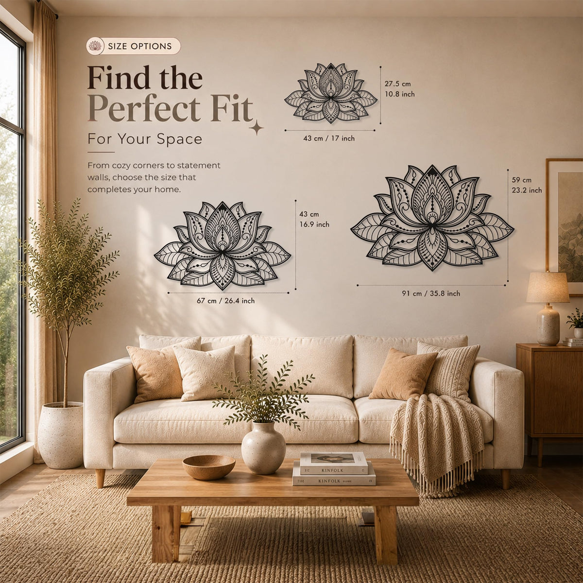 Mandala Metal Wall Decor (26.3" x 17" / Black)