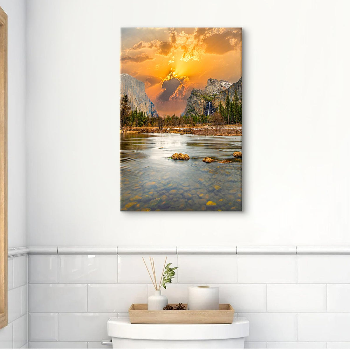 Forest Wall Art Mountain Pictures Wall Decor Sunset American National Park Posters California Landscape Pictures Nature Kings Canyon Lake Artwork for Bathroom Bedroom Home Decorations 16x24" (24"L x 16"W / Yosemite)