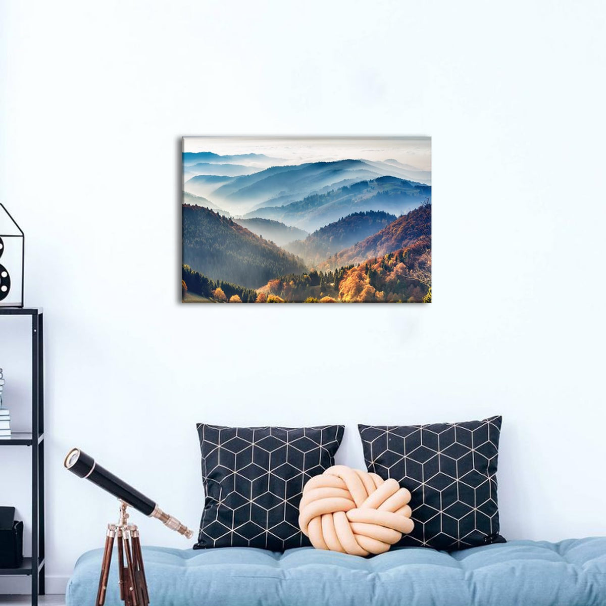 Great Smoky Mountains Canvas Wall Art Nature Landscape Pictures Wall Decor for Living Room Foggy Forest Scenery Prints Poster Tennessee North Carolina Scenic Painting Artwork Home Decorations 16x24” (24"L x 16"W / Great Smoky Mountain-1)
