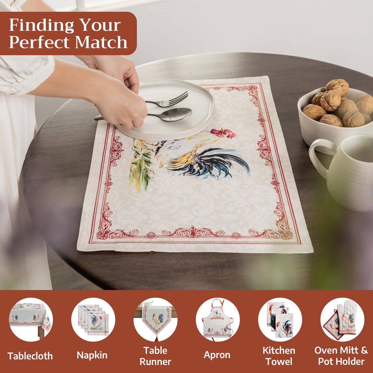 Placemats Set of 4 Reusable 100% Cotton (050 - Campagne / 13" X 19" (Pack of 4))