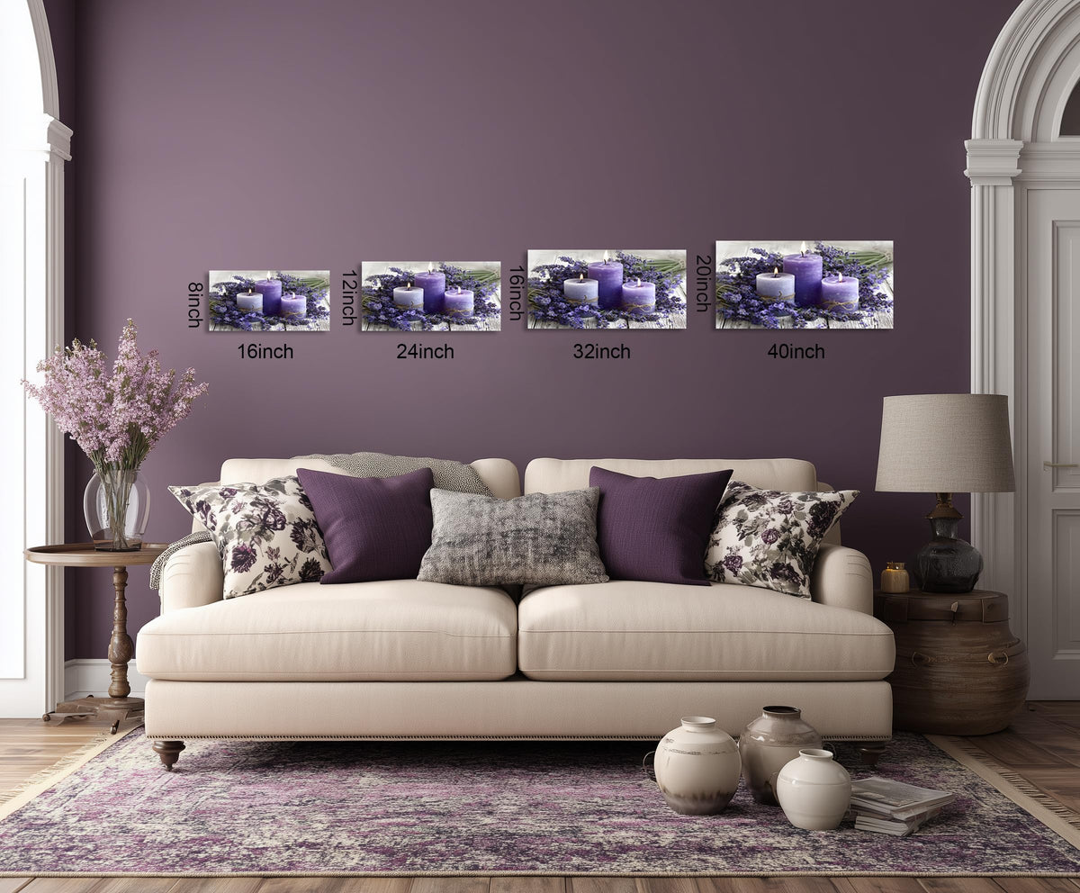 1 Panel Purple Wall Art Purple Wall Decor Lavender with Candle Canvas Picture for Bathroom Modern Flowers Pictures for Bedroom Kitchen Office Home Decor Ready to Hang 8x16 inches (16"L x 8"W / Purple Flower 15)