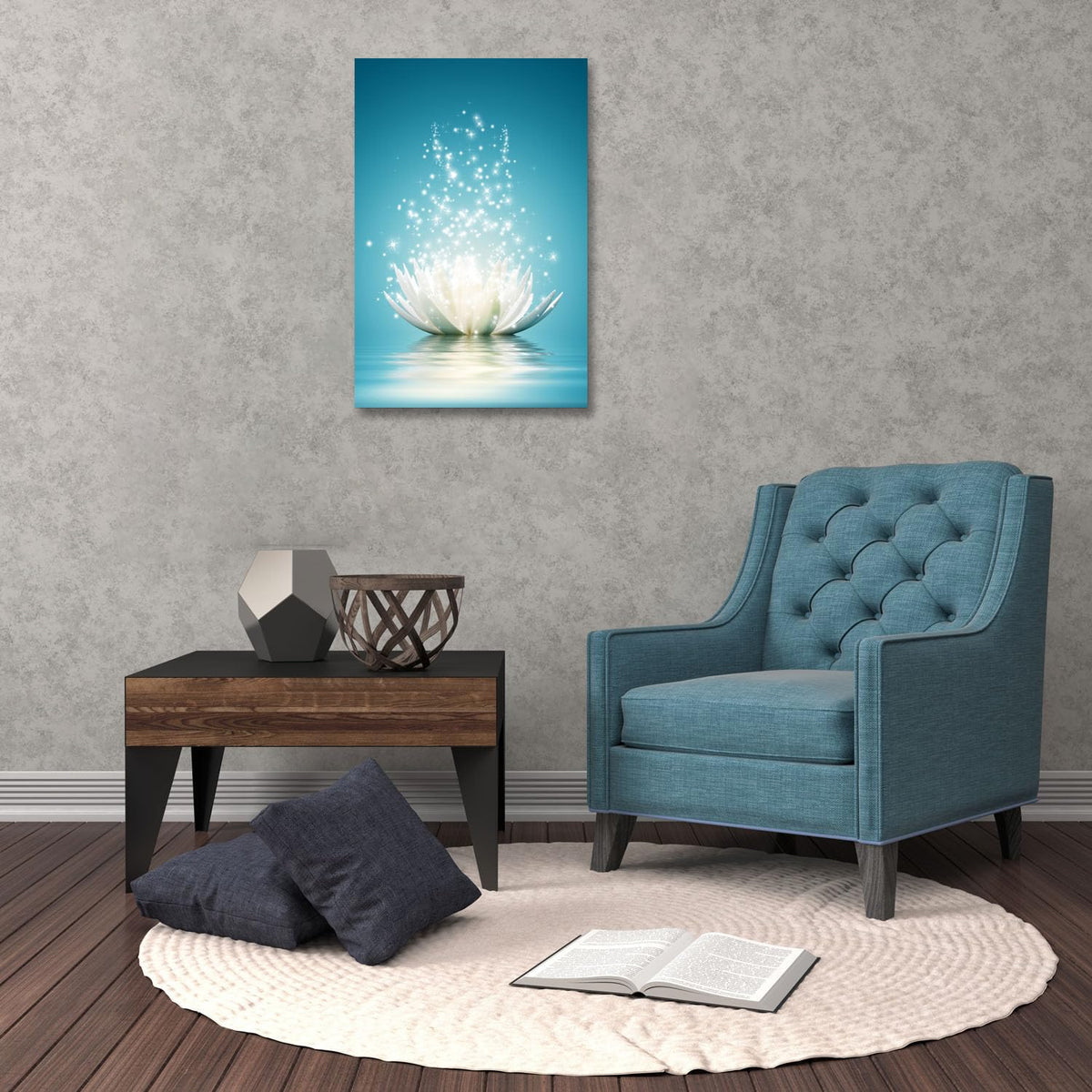 Lotus Flower Canvas Print Pictures Bathroom Decor Zen Wall Art Painting Spa Photo Artwork Framed for Spiritual Meditation Yoga Room Ready to Hang 16 x 24inch (16"L x 24"W / Lotus 01)
