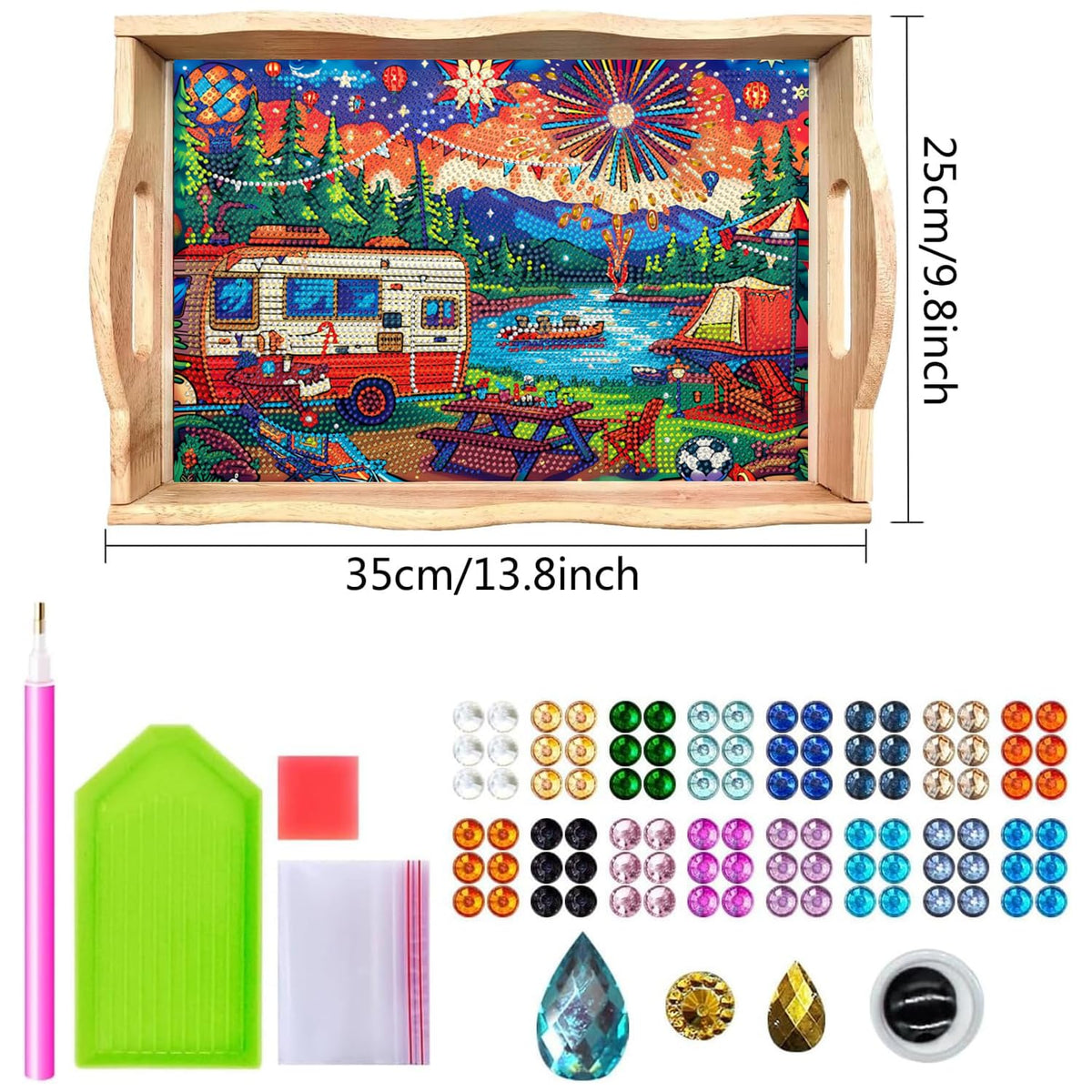 5D Diamond Art Kits for Adults Wooden Serving Tray with Handle (Z Medium)