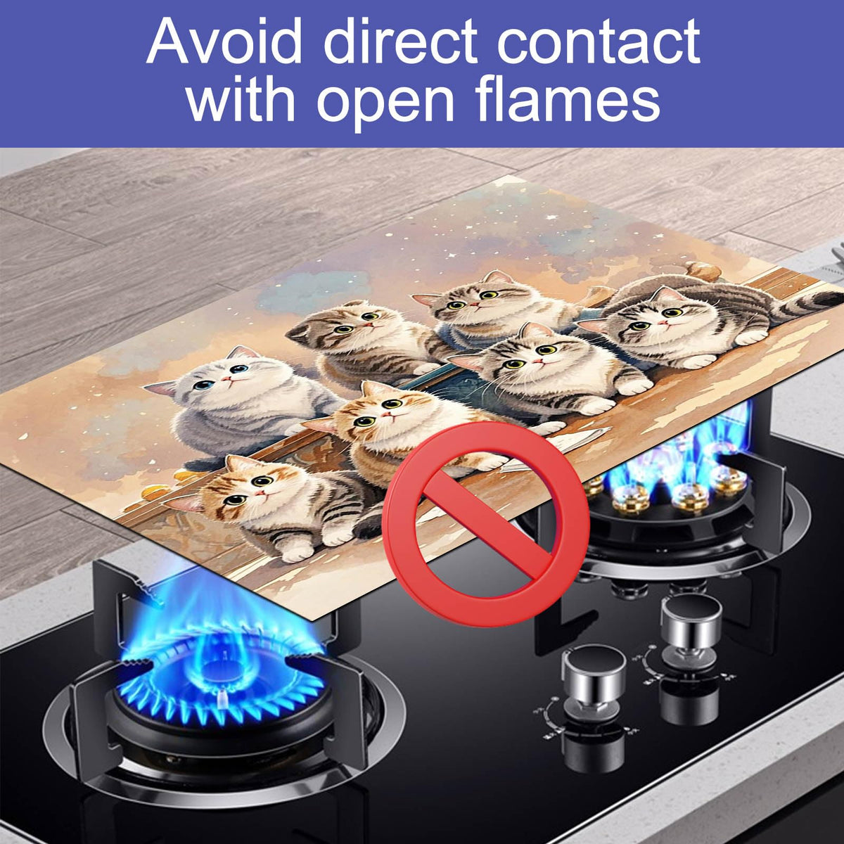 Cute Cat Stove Top Cover 28x20 Diatomite Heat Resistant Mat