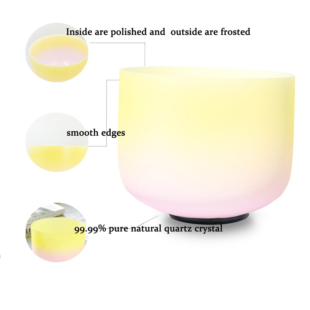 6 12” 7PCS Gradient Crystal Singing Bowls Set 432hz for Meditation (6-12inch 432hz Double Color 7pcs)