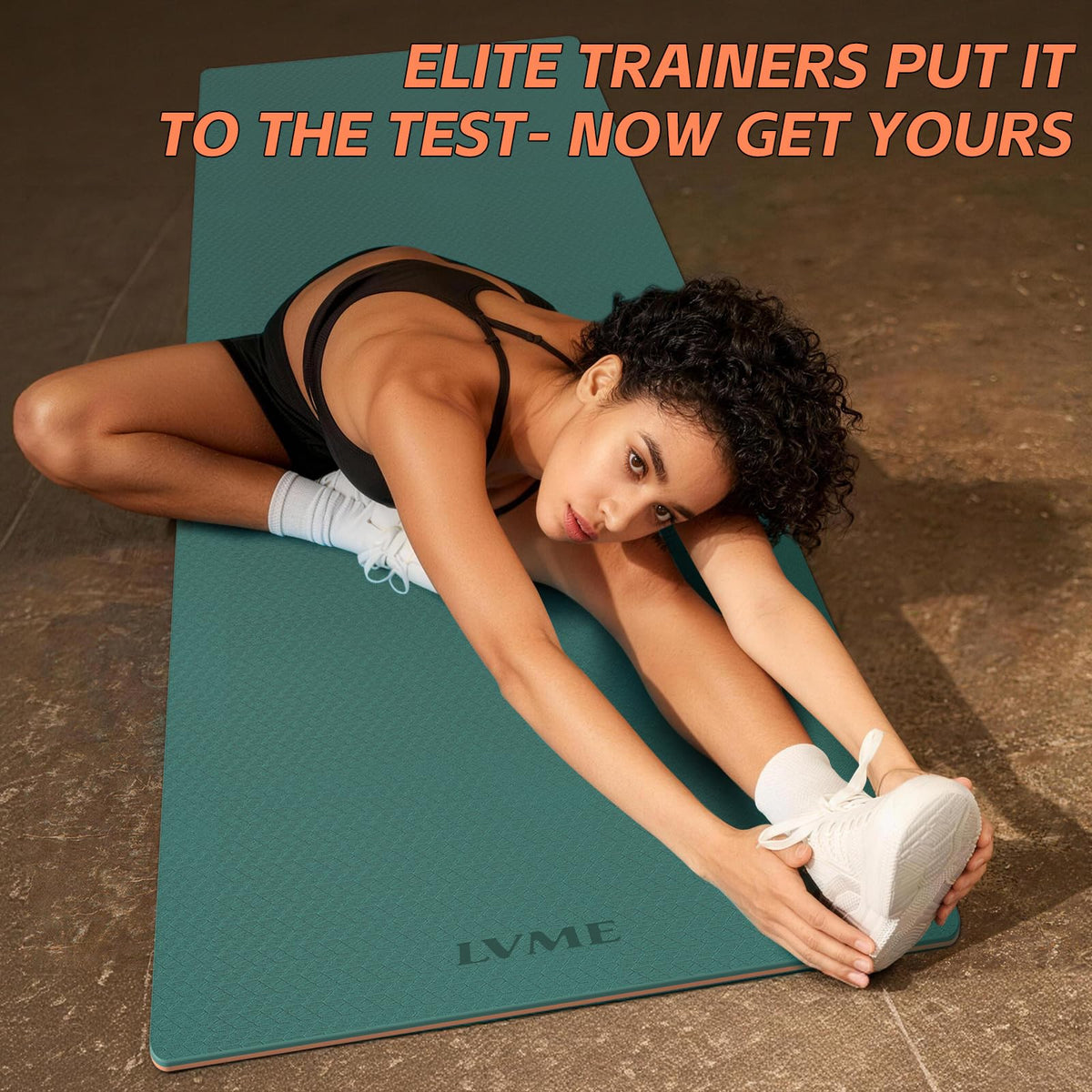 Yoga Mat Extra Thick pilates Mat 72"x24" with Carry Strap (Green + Orange)