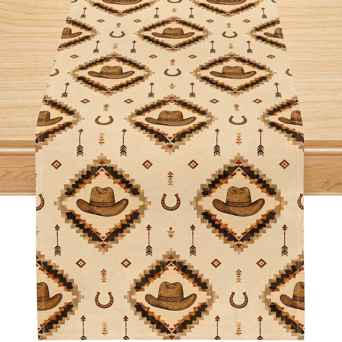 Western Cowboy Table Runner (13x72inch / Aztec Cow)