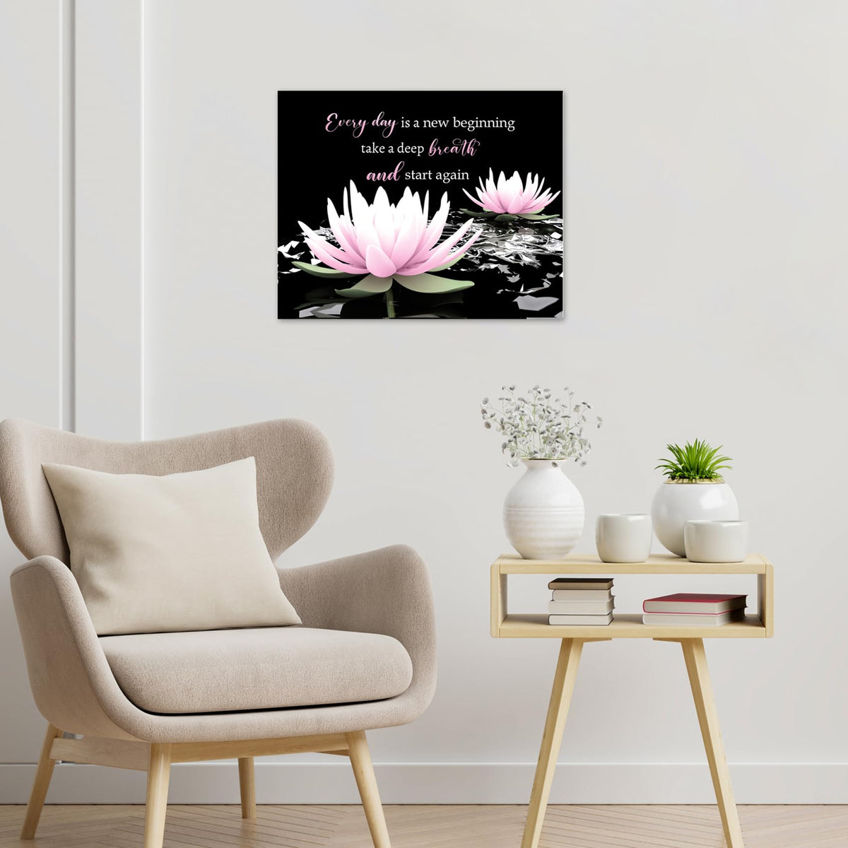 Black and White Floral Wall Art (Pink / 16"L x 20"W)