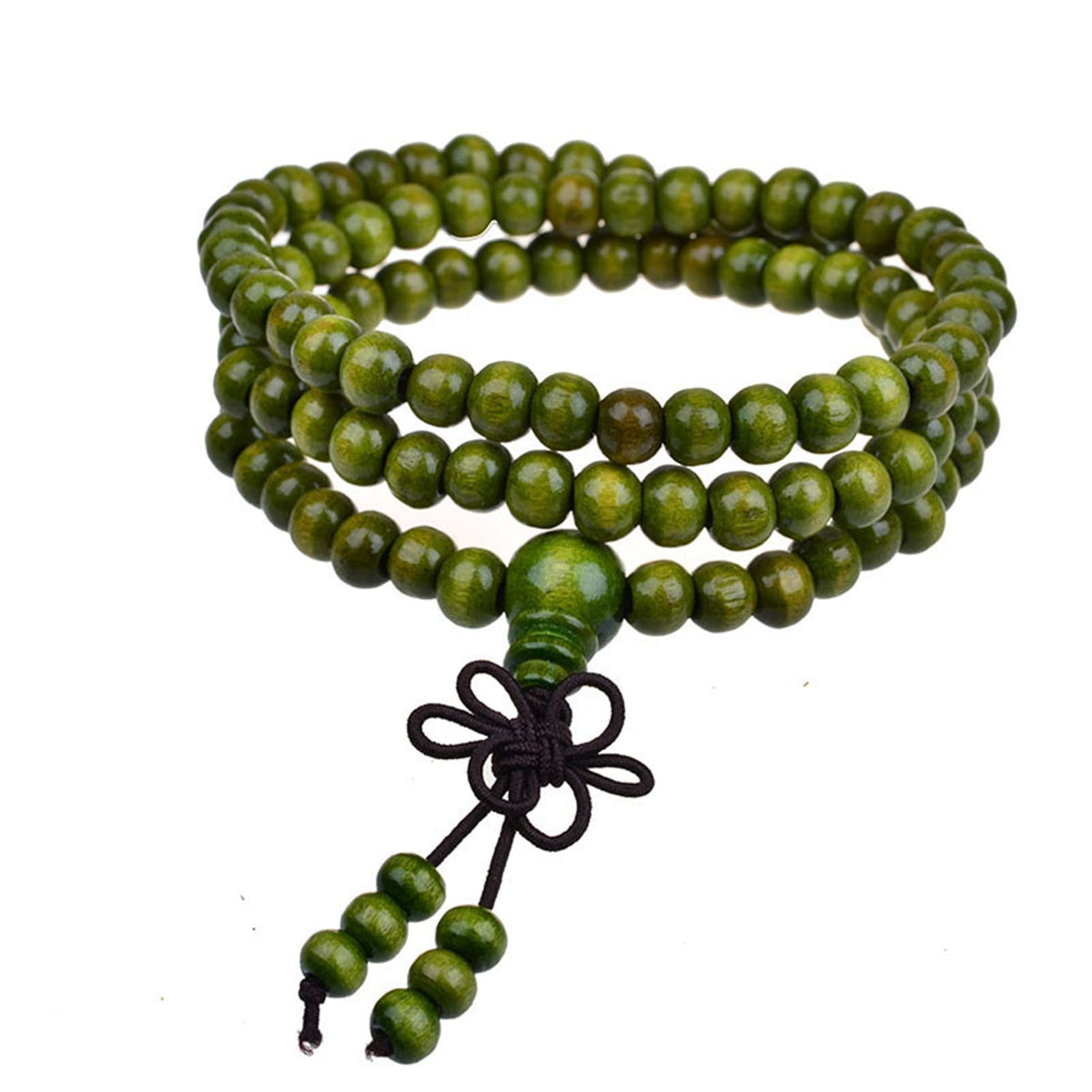 108 Mala Wooden Beads Bracelet Necklace Elastic Healing Wood Sandalwood Seed Buddhist Bracelet for Women Men Buddha Prayer Meditation Money Wealth Drawing Jewelry (E 4pcs 6mm brown)