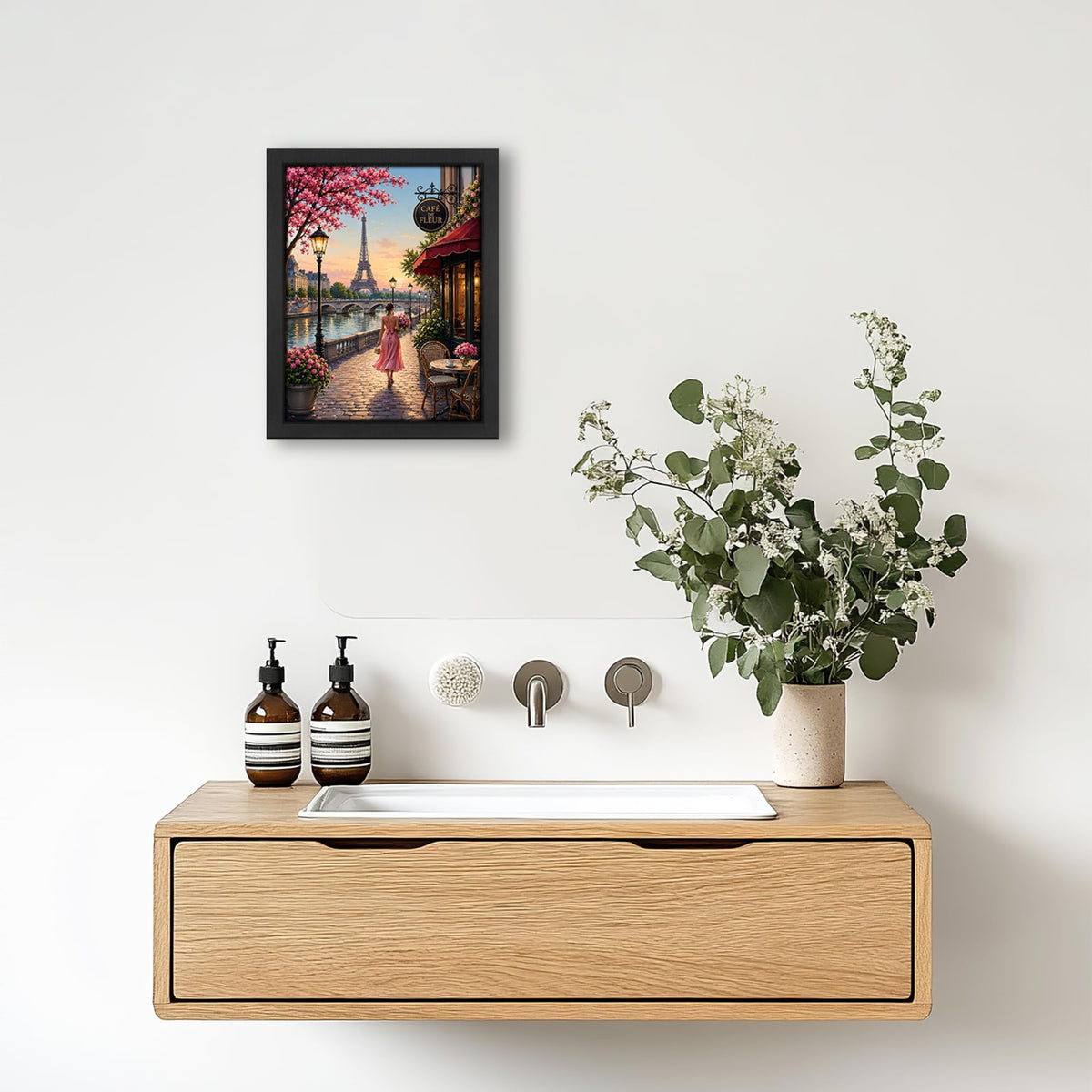Paris Eiffel Tower Decor Wall Art (Wall Art Framed 21 / 10"L x 8"W)