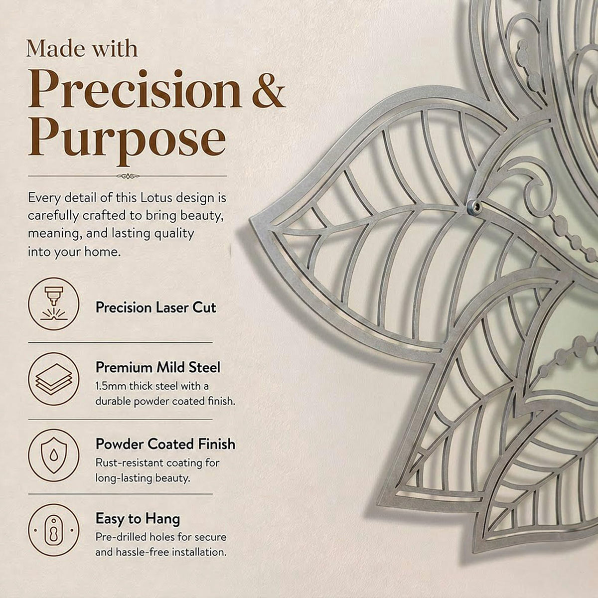Mandala Metal Wall Decor (17" x 11" / Silver)