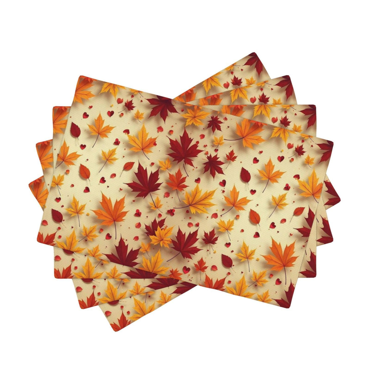 Autumn Maple Leaves Floral Place Mat Set of 4 Pieces Heat (4PCS / Autumn Maple Leaves)