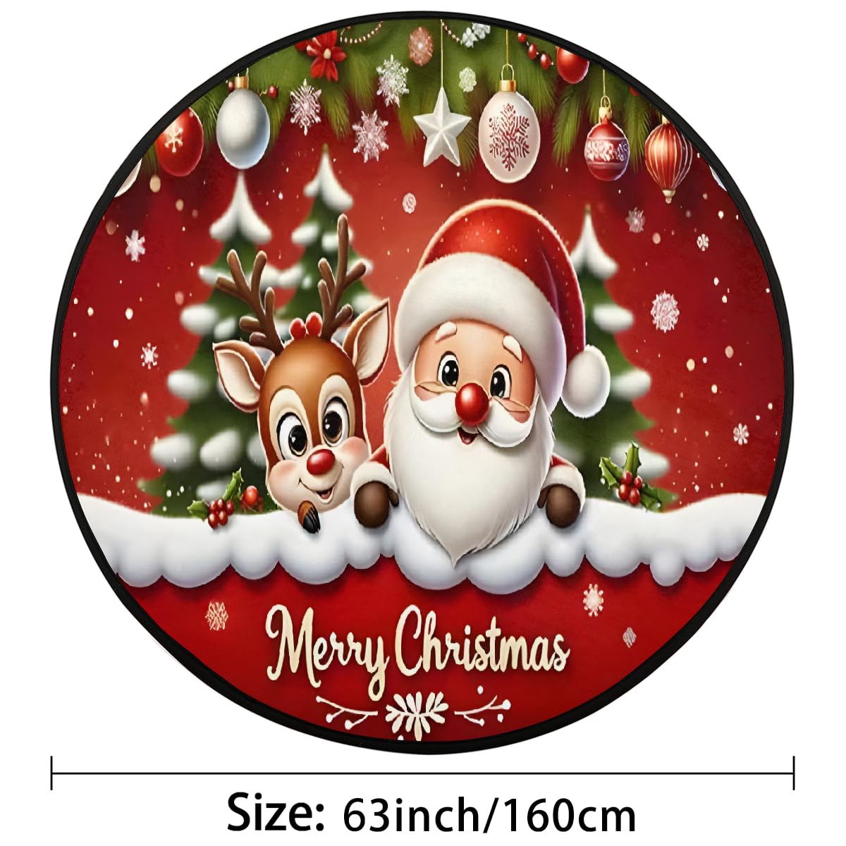 5 Ft Christmas Round Rug Circle Area Rugs Circular Door Mat for Indoor (B:d-26 / 5'3" (Round))
