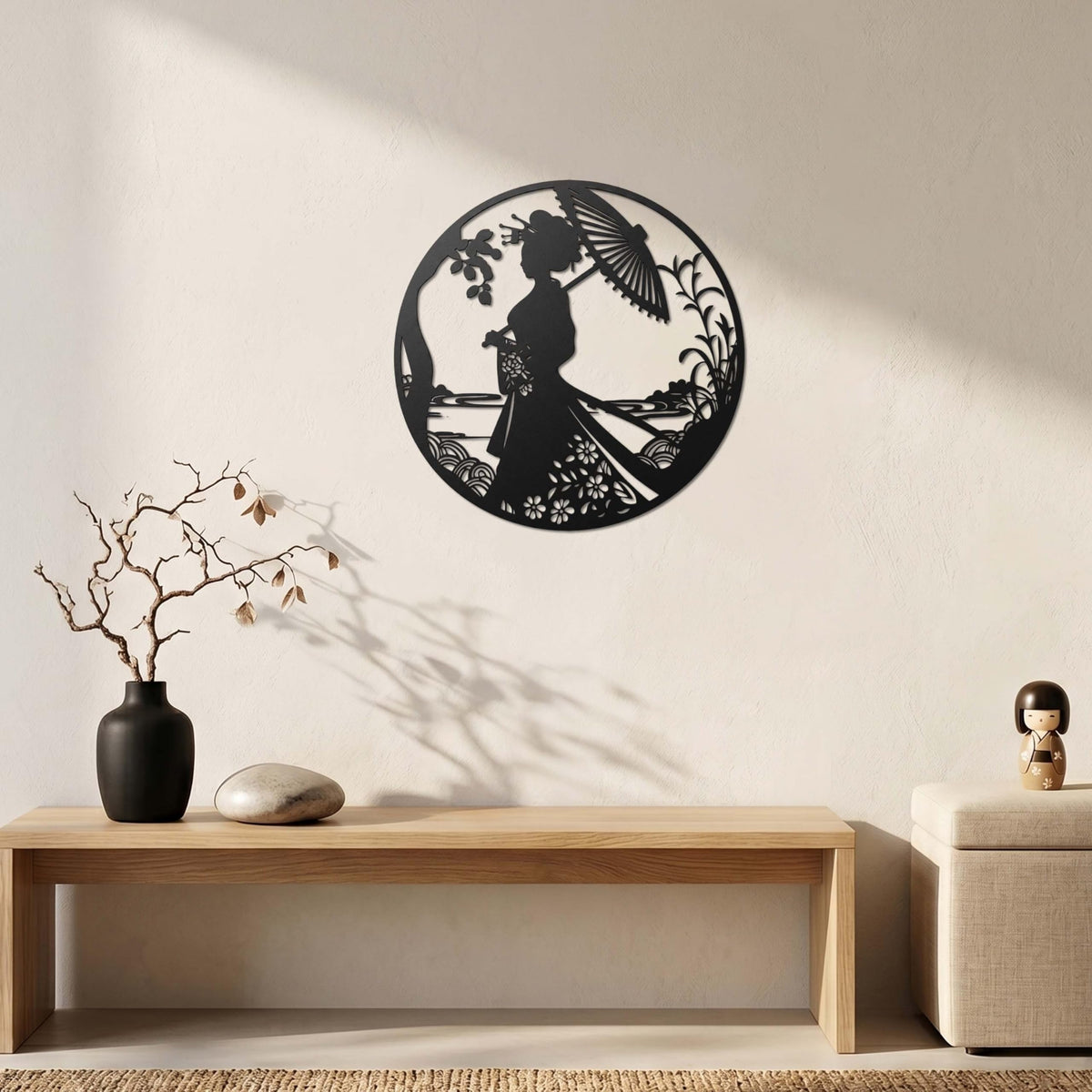 Japanese Geisha Metal Wall Art (Geisha)