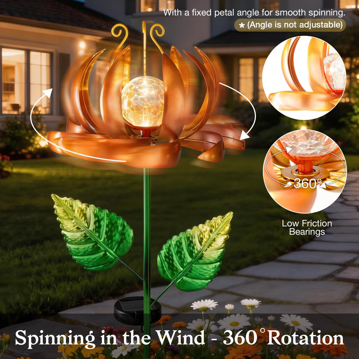 Solar Yard Lights Wind Spinners (Yellow-large)