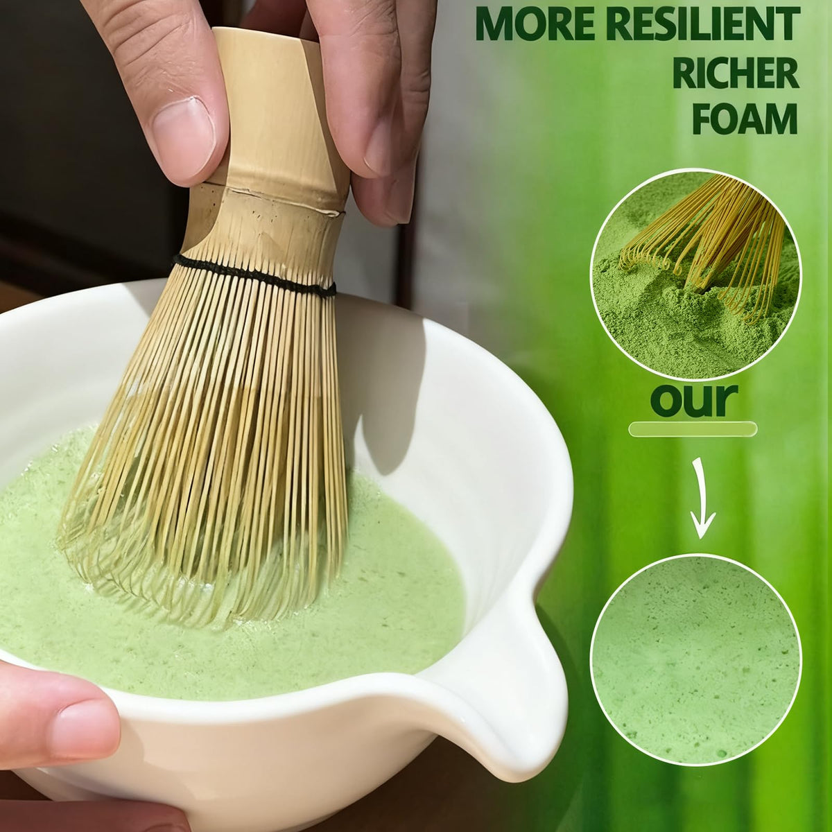Matcha Whisk Handcrafted Bamboo Whisk for Matcha Powder (Yellow*2)