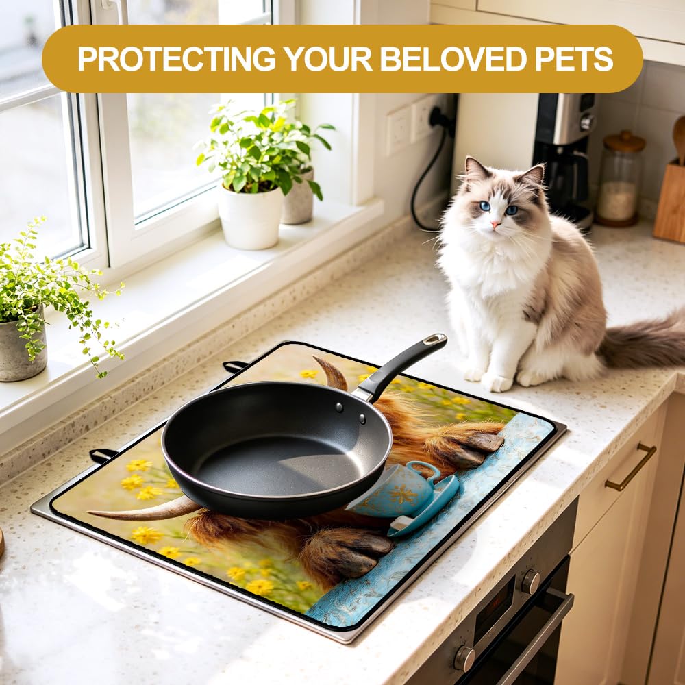 Highland Cow Stove Top Cover 28x20 Inch Farmhouse Electric Stove Cover (Colorful2553)