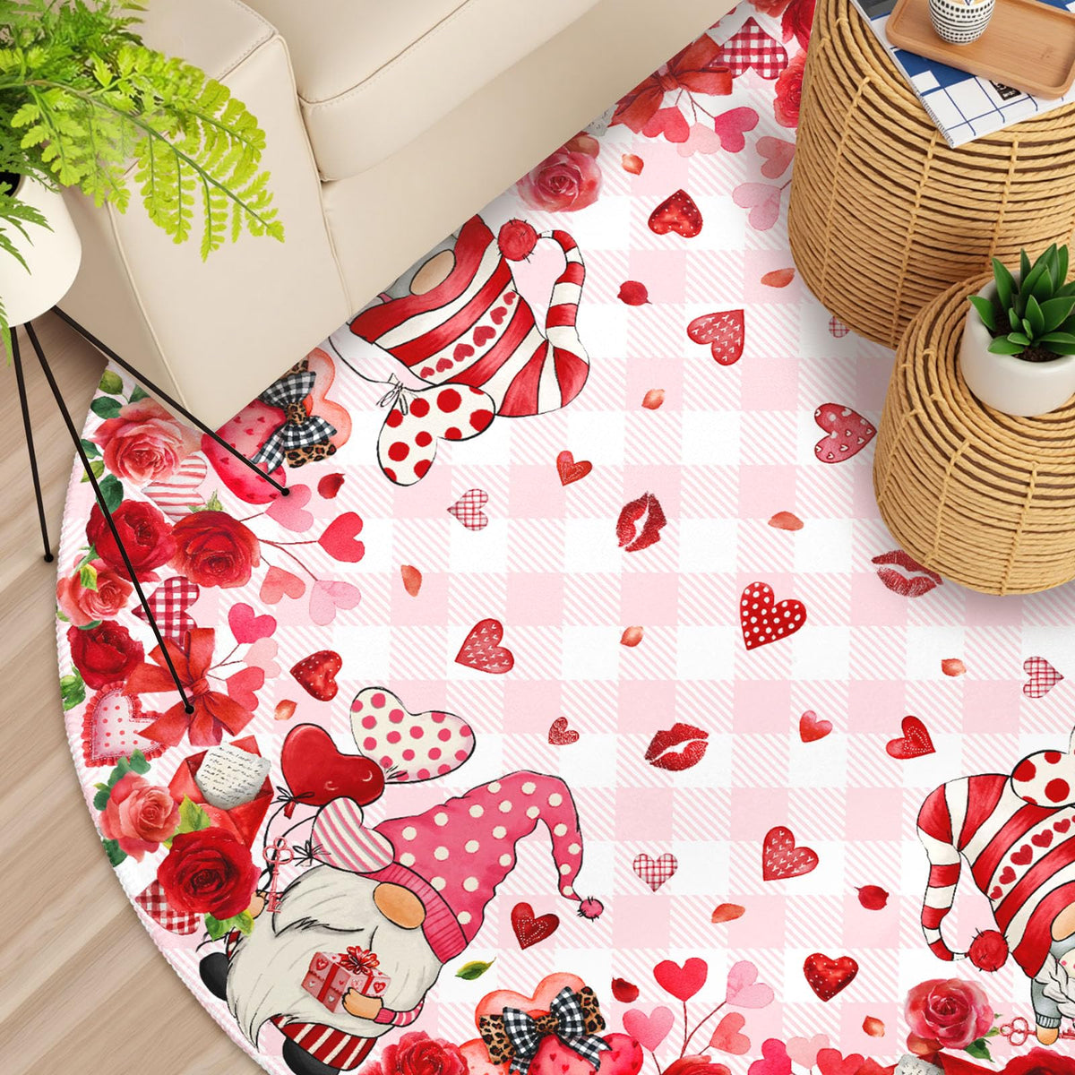 Valentines Day Round Area Rug 4ft (Love-valentines / 4' (Round))