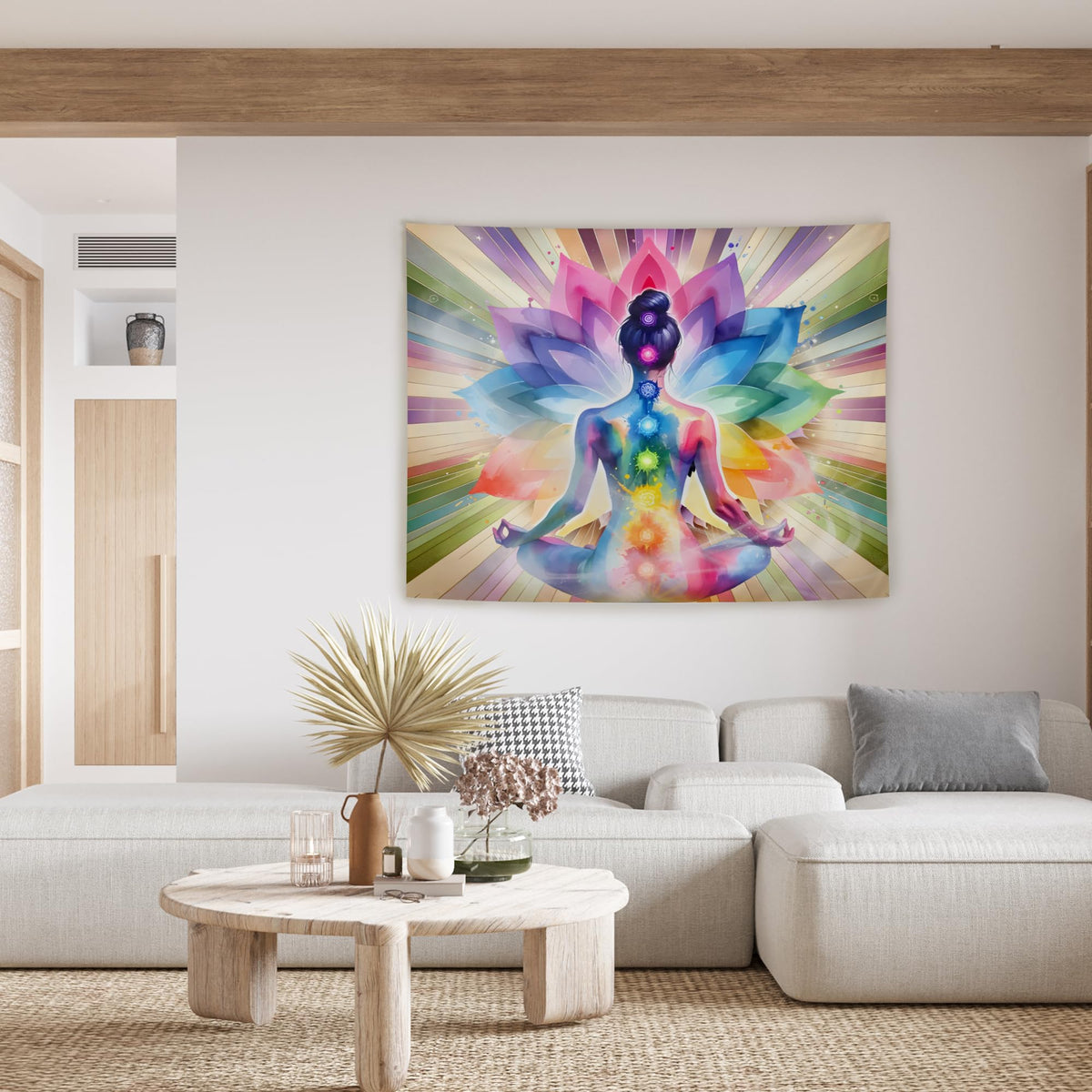 Seven Chakra Yoga Meditation Tapestry Wall Hanging (colorful)