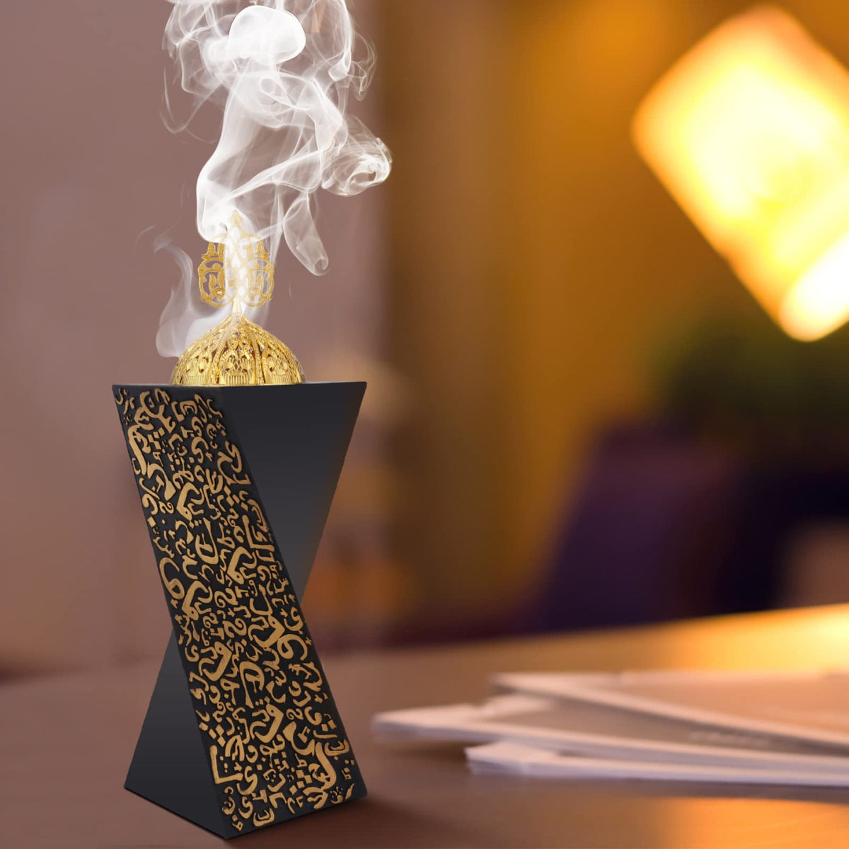 Resin Incense Burner Bakhoor Incense Burner Charcoal Incense Burner Yoga Spa Aromatherapy Office Home Decor Black (Style-a)