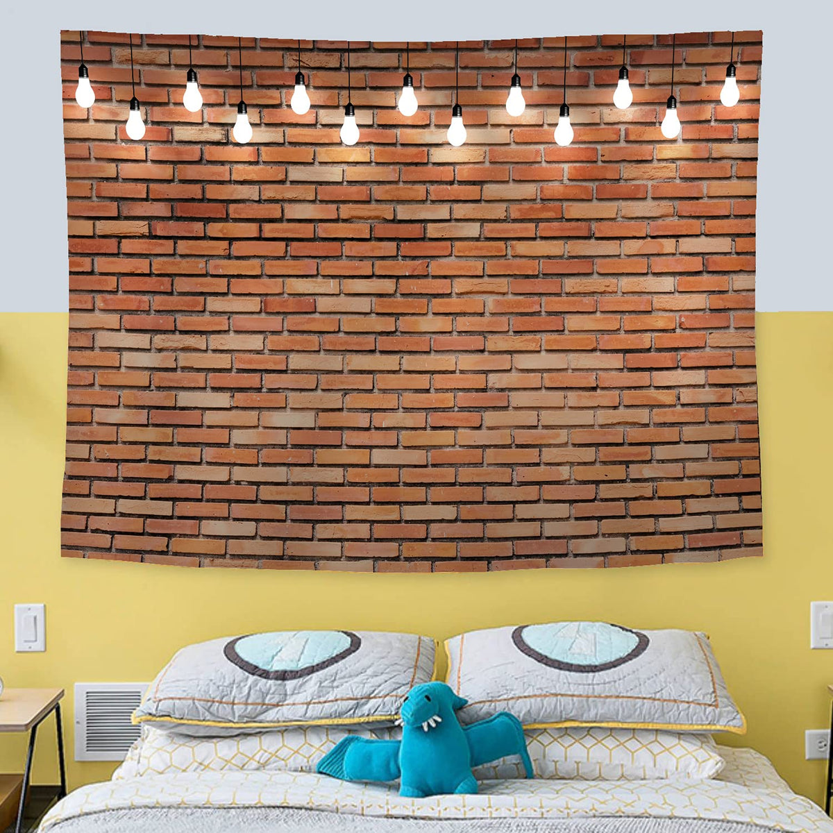 Red Brick Wall Print Fabric Tapestry Decorative Wall Art Tablecloth Bedspread Picnic Blanket Beach Throw Blanket Multifunctional for Bedroom Hall Dormitory Living Room Hanging 59 x 51 inches (Red Brick Wall / 59"L x 51"W)