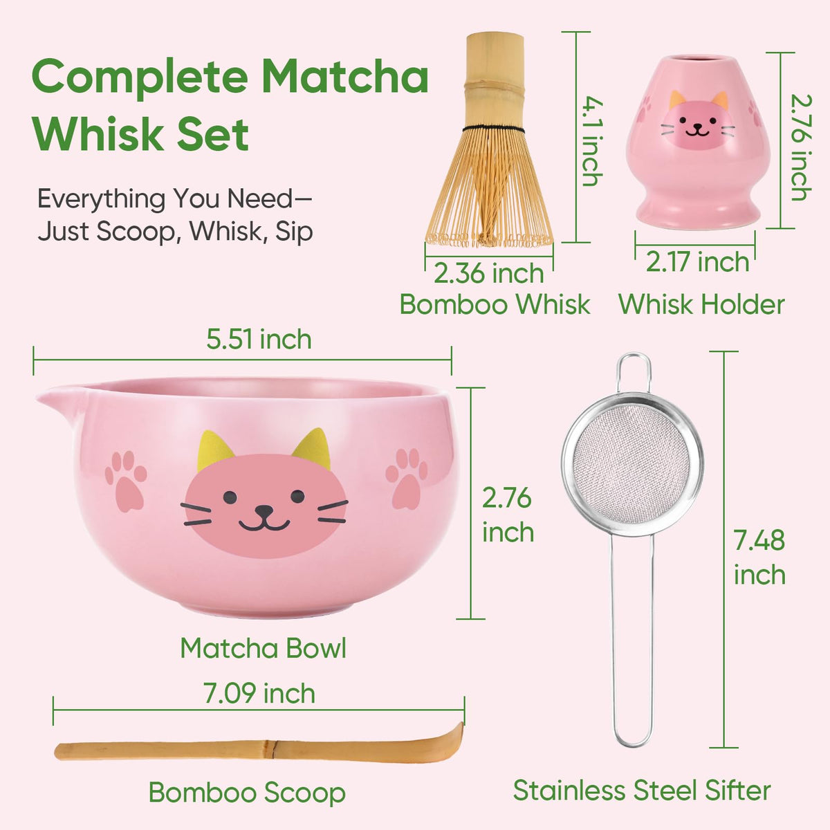 Matcha Whisk Set (5Pcs/Set / Pink)
