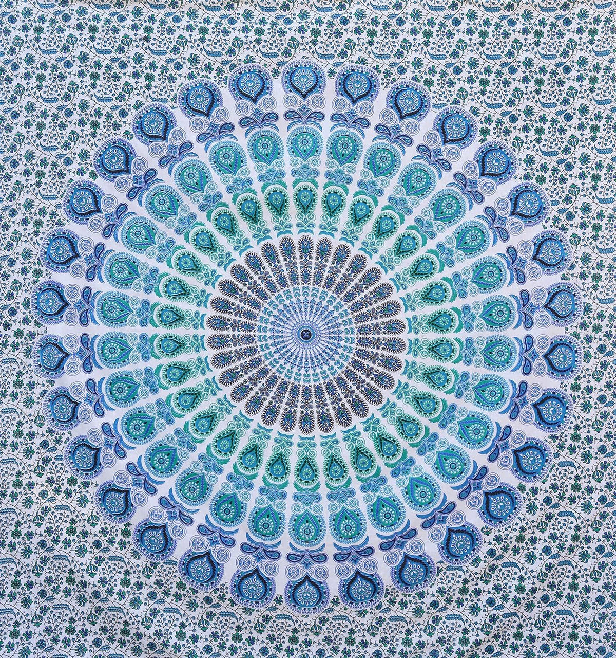 Cotton Peacock (Peacock Sky Blue / 104"L x 88"W)