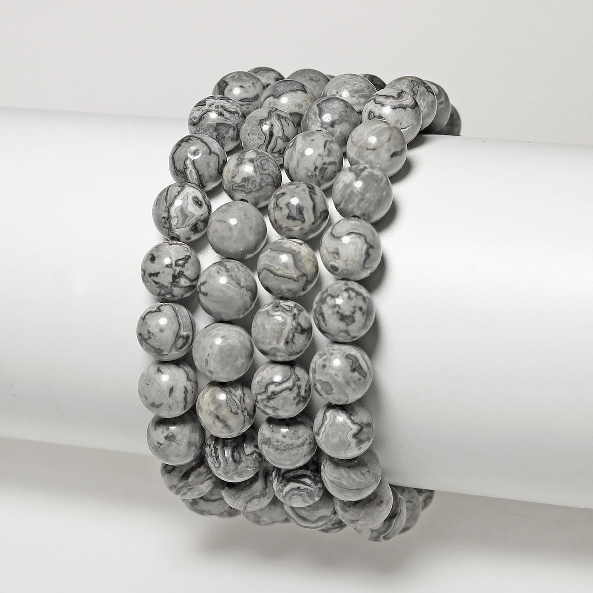 AAA Natural Map Stone Beads Gray Picasso Stone Beads for DIY Bracelet Making 15" (Gray Map Stone / 4mm)