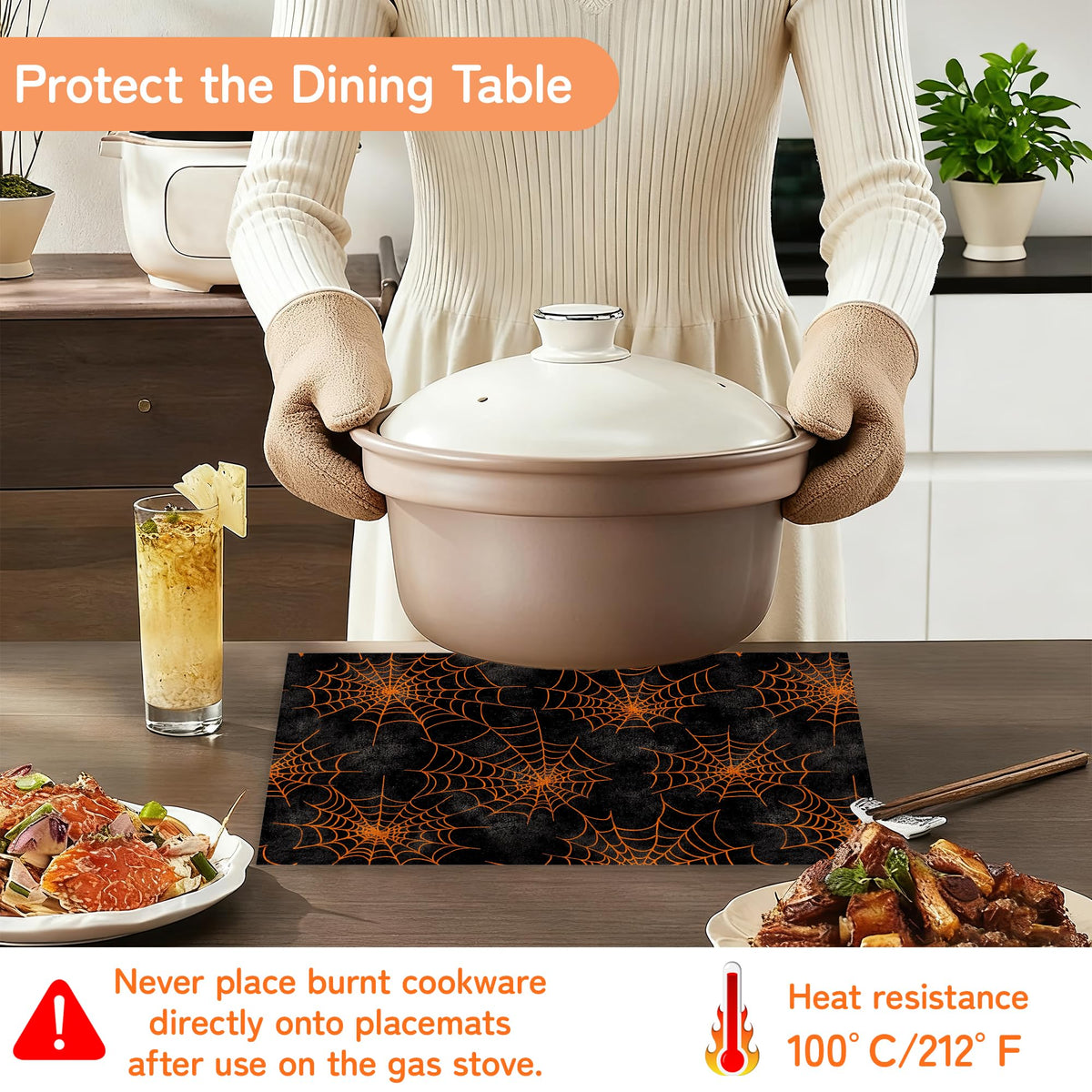 Spider Web Placemats Set of 6 (Spider Web Halloween)