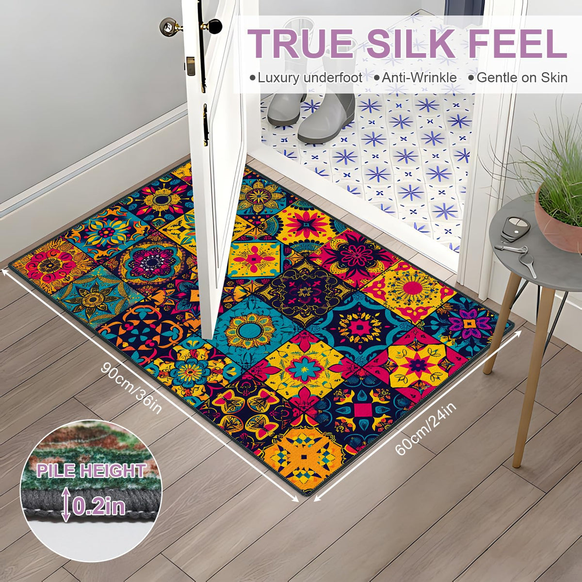 Colorful Boho Tile 2x3 Entryway Rug (20 / 2' x 3' (Rectangular))