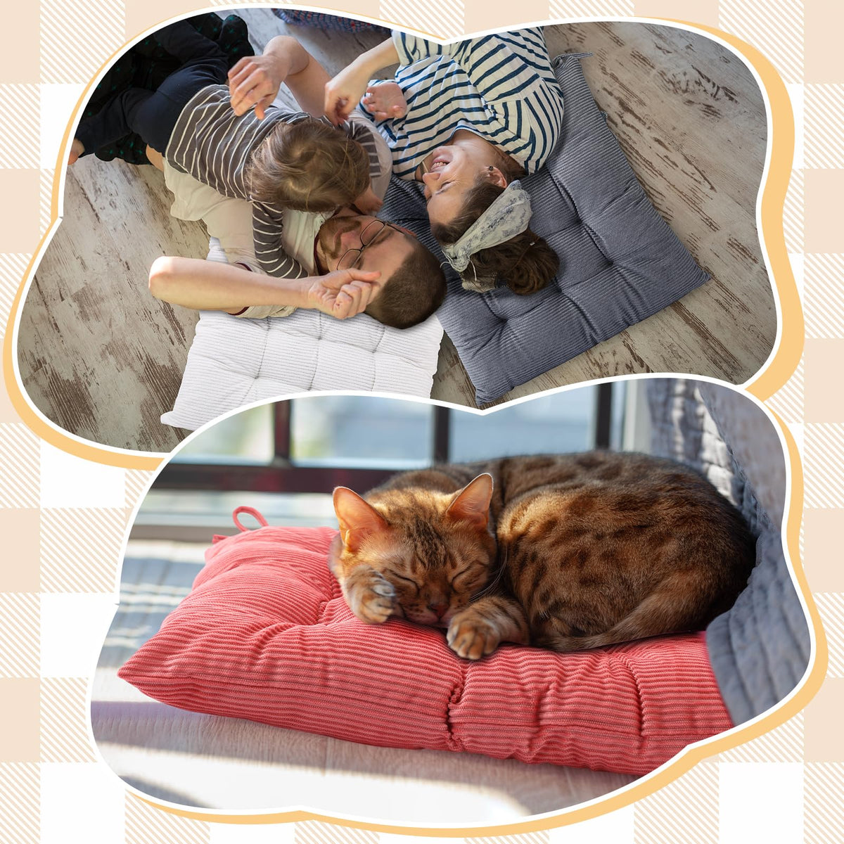10 Pcs Corduroy Chair Cushion with Ties Square Floor (Colorful)