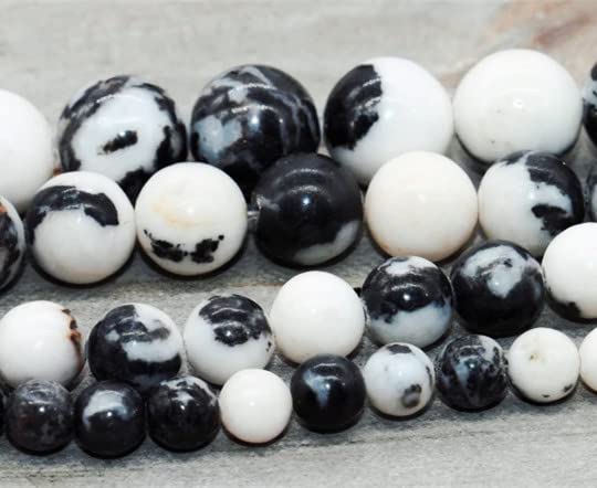 108 Pcs Zebra Jasper Beads for Jewelry Making 8 MM Black and White Zebra Gemstones Loose Beads for Bracelet Making (Zebra Jasper / 8MM, 108pcs)