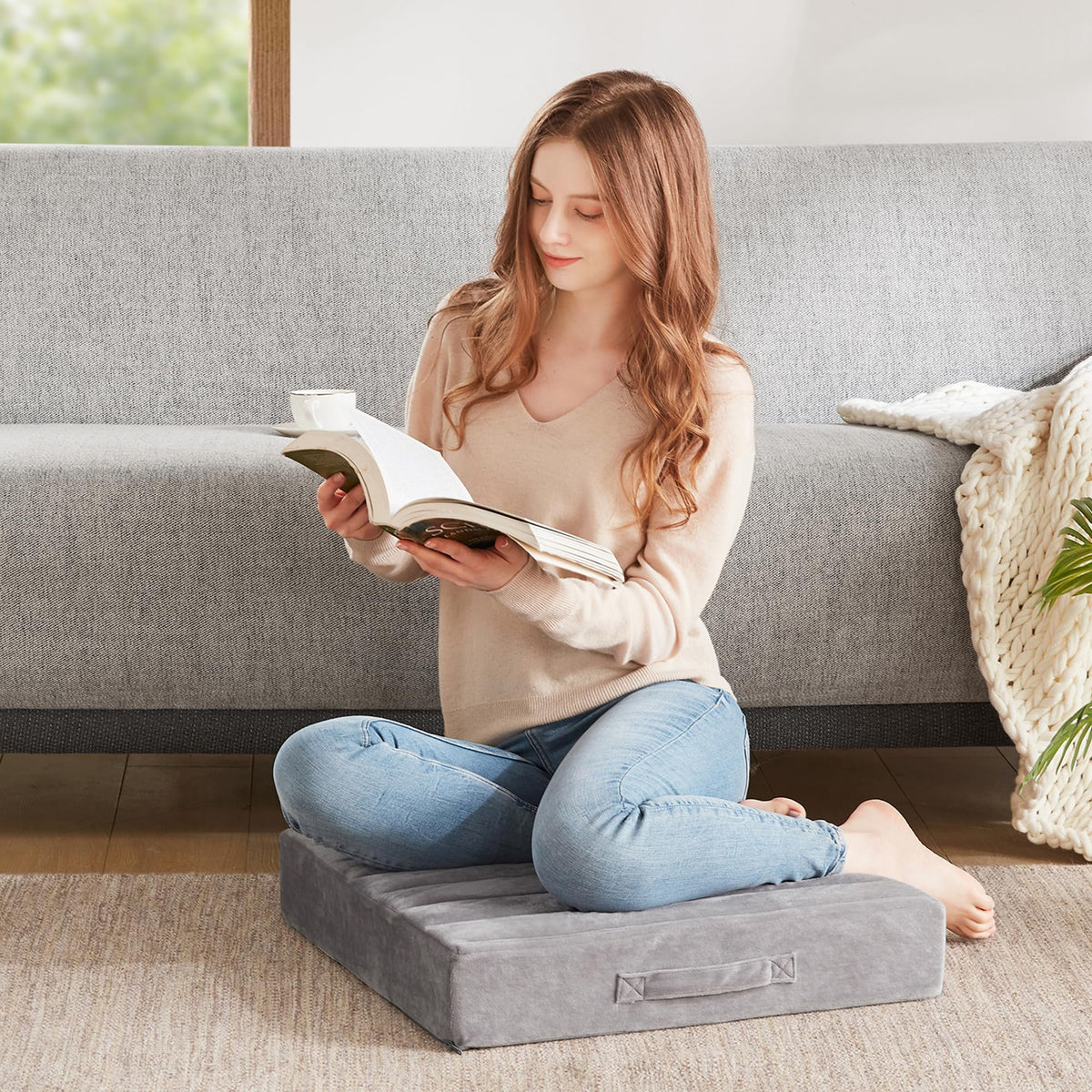 Floor Pillows Set of 2 (Grey / 22 Inch (Pack of 2))