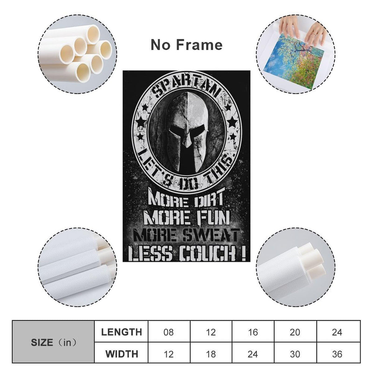 Spartan Law Never Retreat Never Surrender Warrior Shield Spear Canvas Printing Wall Art Prints Wall Decor Posters Motivational Greek Soldier Living Room Bedroom Office Gym 12x18inch (style-24 / 12x18inch(30x45cm) Unframe)