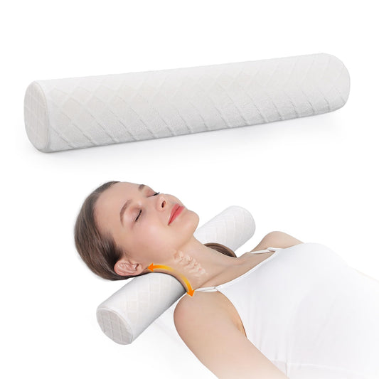 3.1" H Small Cervical Roll Pillow (White / Small - 3.1" H)