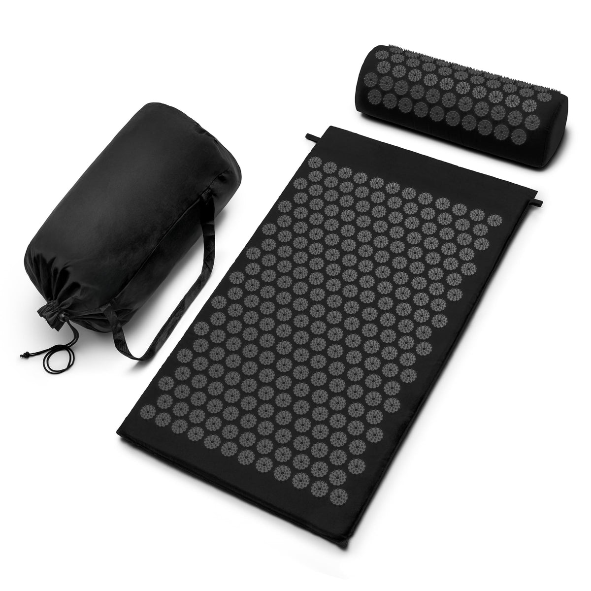 Sivan Acupressure Mat & Pillow Set for Back & Neck (Black/Black / Large)