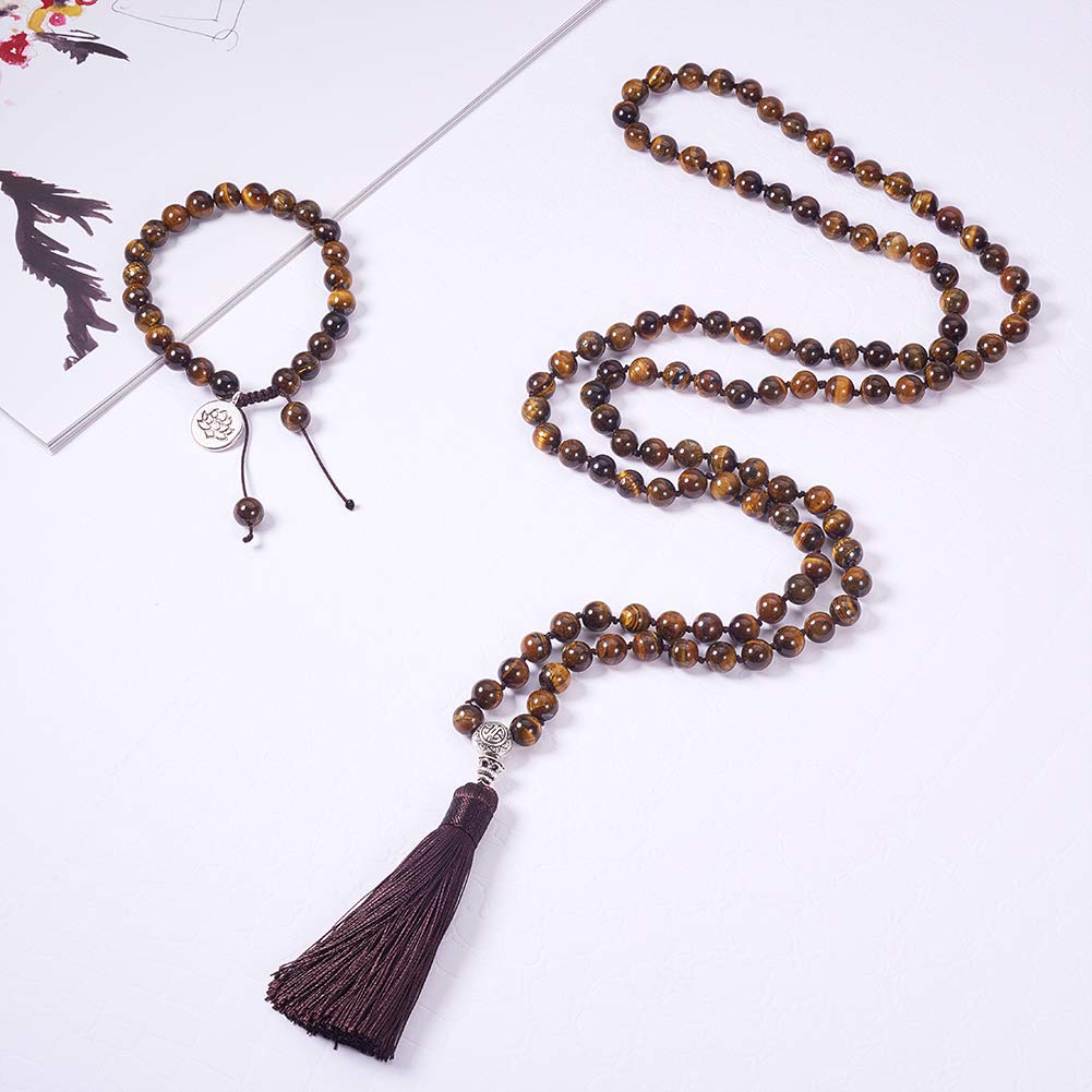 1 Set 108 Tiger Eye Gemstone Mala Beads (Tiger Eye Gemstone)